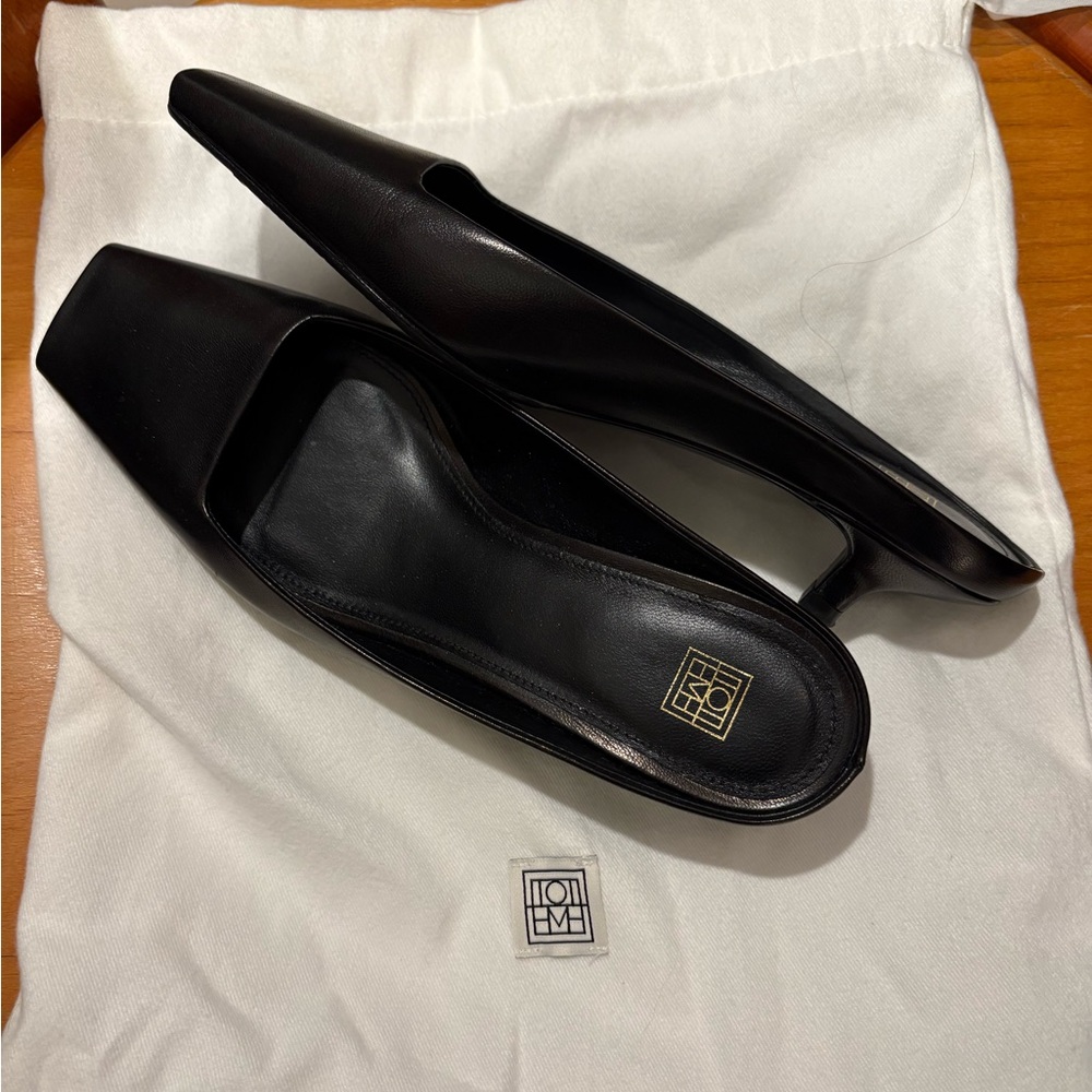 Toteme Black Leather Mules